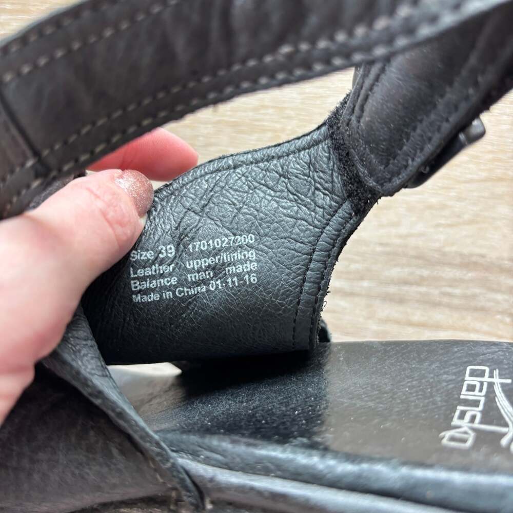 DANSKO Black Leather Buckle/Strap Wedge Shoes Sandals Women's Size 8.5-9 EU 39 - Picture 2 of 8